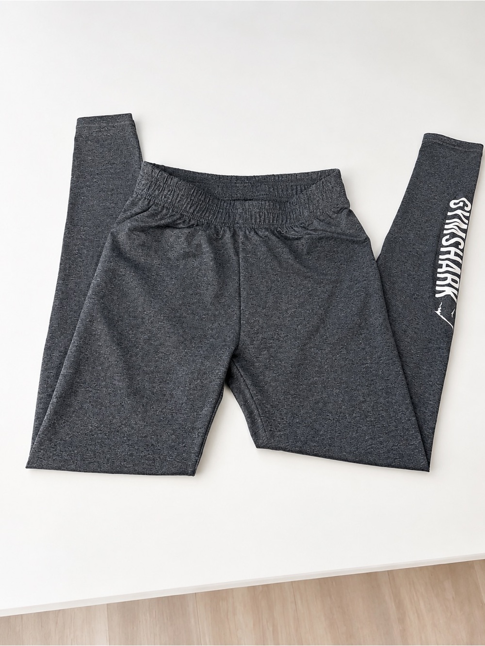 Gymshark Kids Charcoal Heather Leggings with White Logo